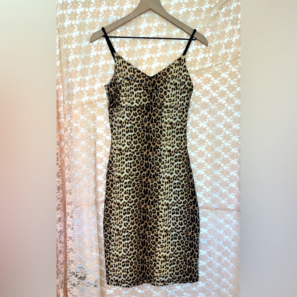 Vintage leopard print Guess midi dress